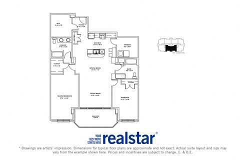 The Cliffs at Dellridge 2-bedroom, 2-baths layout variation A in Bedford, NS
